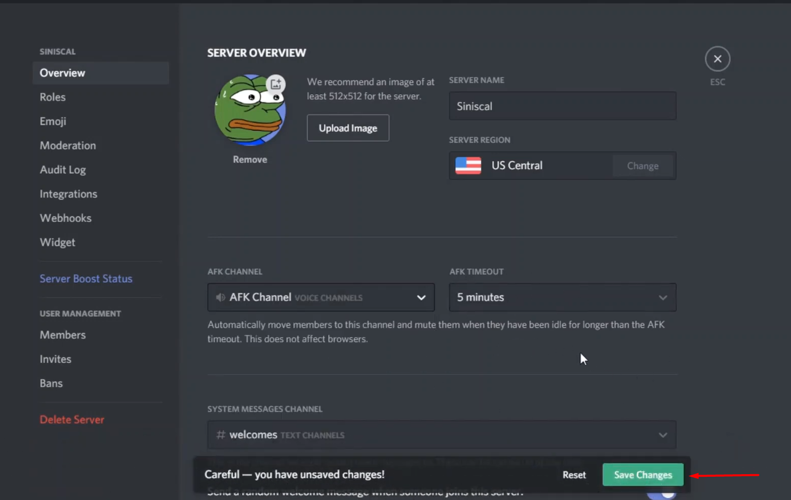 how to set up afk channel in discord