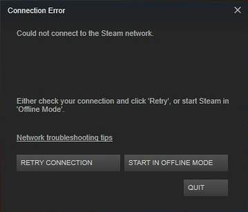 steam connection error