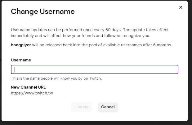 how to change twitch username