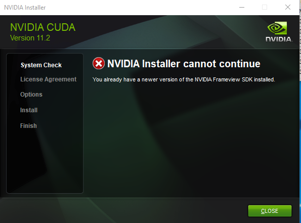 nvidia installer can't continue