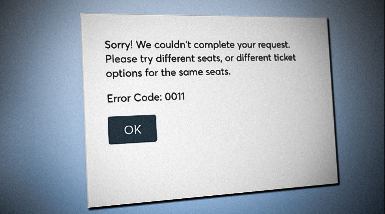 ticketmaster error code 0011